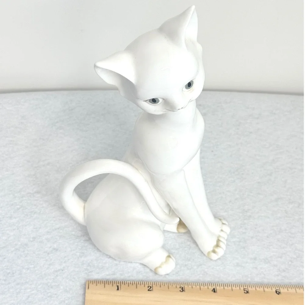 Andrea by Sadek White Porcelain Cat Figurine Hand Painted Japan 10in VTG‎ 6654
